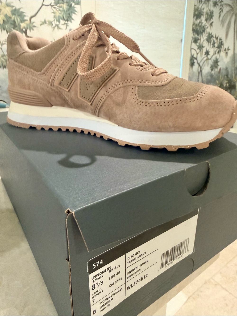 New Balance Women's 574 Suede Sneaker in Brown/Tan